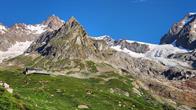 Blick zurück zum Rifugio Elisabetta und Glacier Estellette